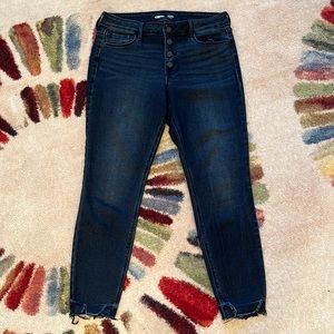 Old Navy Rockstar Super Skinny ankle mid-rise button up blue jeans